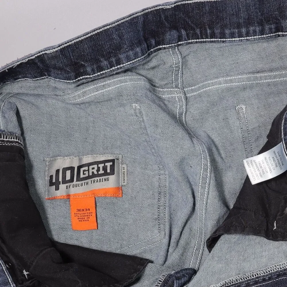 Duluth 40 Grit Flex Standard Fit Carpenter Jeans Workwear Blue Mens 36 x 34